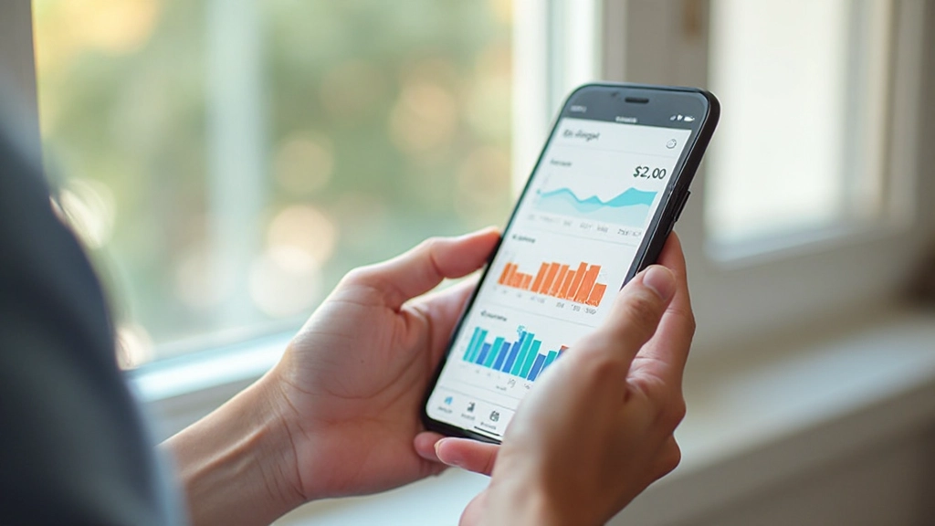 Aplicação móvel de rastreamento de gastos mostrando gráficos de despesas categorizadas