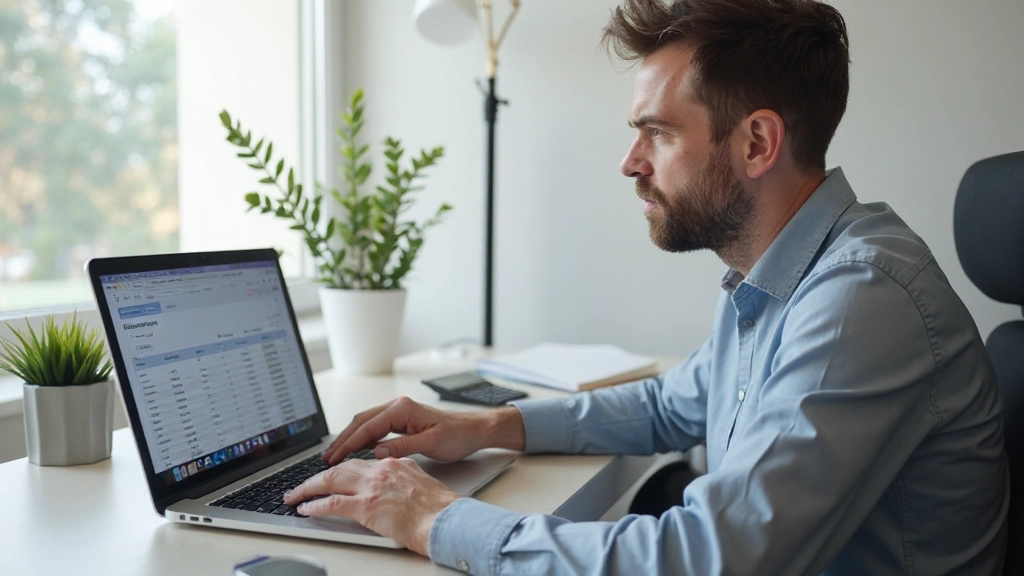 Análise de gastos em laptop mostrando gráfico de orçamento com cores diferentes