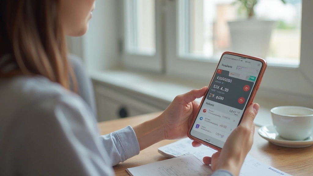 Rastreamento de gastos com aplicação financeira em telemóvel