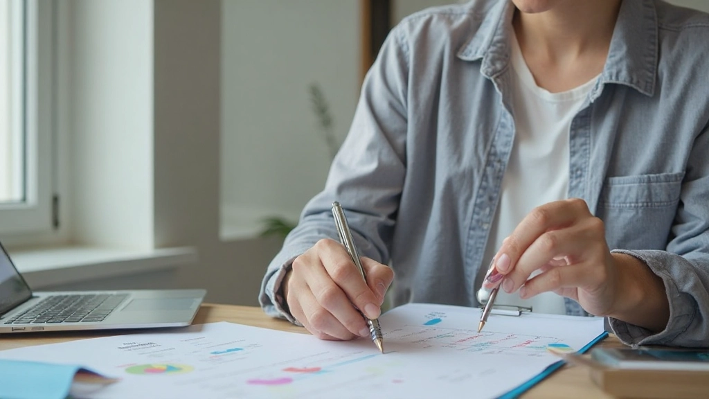 Planejamento de objetivos financeiros com metas escritas em quadro