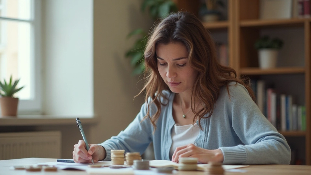 Mulher sorridente segurando notas de euro em ambiente iluminado simbolizando economia e controle financeiro